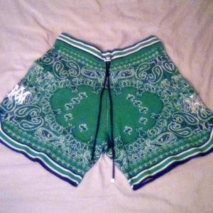 AMIRI designer green bandanna shorts